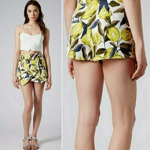 TopShop Lemon Skort Faux Wrap Mini Skirt Shorts 4